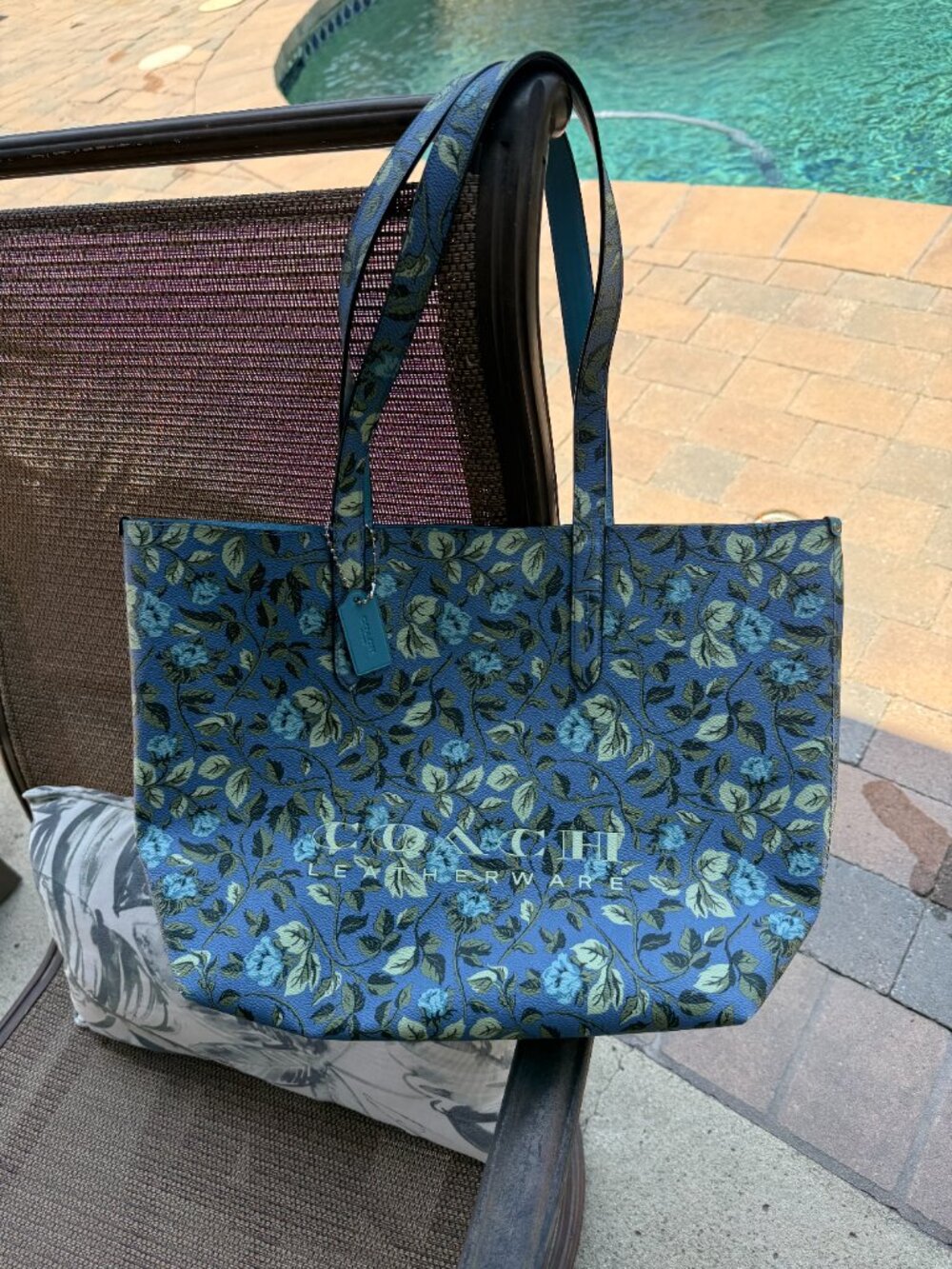 COACH Blue Floral Highline Tote